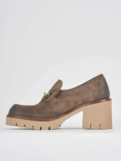 Discount Mocassini tacco 6cm camoscio Donna Mocassini