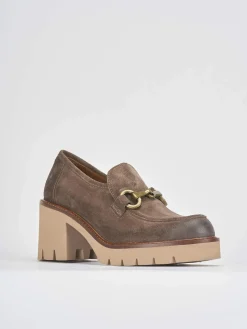 Discount Mocassini tacco 6cm camoscio Donna Mocassini