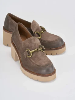 Discount Mocassini tacco 6cm camoscio Donna Mocassini