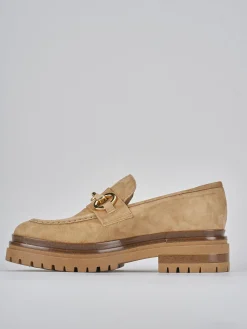 Clearance Mocassini tacco 3cm camoscio Donna Mocassini