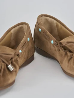 Hot Mocassini tacco 1cm camoscio Donna Mocassini