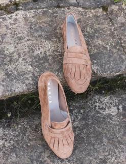 Hot Mocassini tacco 1cm camoscio Donna Mocassini