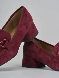 Outlet Mocassini tacco 5cm camoscio bordo' Donna Mocassini