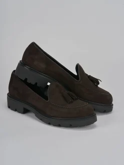 Clearance Mocassini tacco 2cm camoscio testa Donna Mocassini