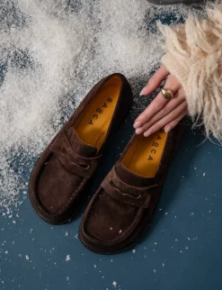 Hot Mocassini tacco 3cm camoscio testa Donna Mocassini