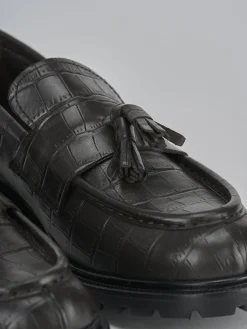 Clearance Mocassini tacco 2cm cocco testa Donna Mocassini