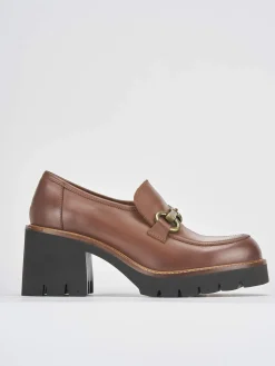 Clearance Mocassini tacco 6cm pelle Donna Mocassini