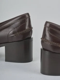 Clearance Mocassini tacco 5cm pelle testa Donna Mocassini