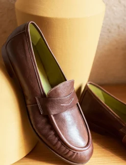 Clearance Mocassini tacco 1cm pelle testa Donna Mocassini