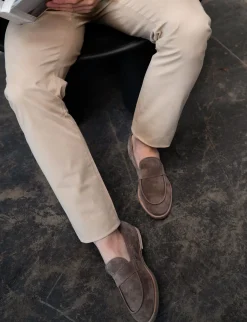 Hot Mocassino tacco 1 cm camoscio Uomo Mocassini