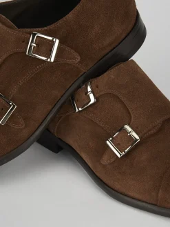 Sale Monk strap tacco 2 cm camoscio Uomo Mocassini
