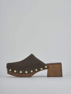 Outlet Sabot tacco 5 cm testa camoscio Donna Sabot