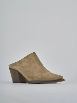 Discount Sabot tacco 6cm camoscio Donna Sabot