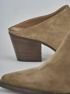 Discount Sabot tacco 6cm camoscio Donna Sabot