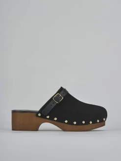 Online Sabot tacco 4cm camoscio Donna Sabot