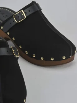 Online Sabot tacco 4cm camoscio Donna Sabot