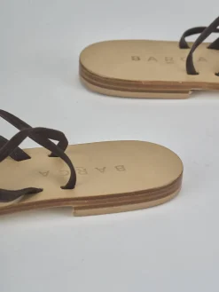 Clearance Sandali tacco 1cm camoscio testa Donna Sandali Tacco Basso