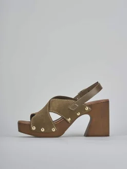 Discount Sandali tacco 9cm camoscio Donna Sandali Tacco Alto