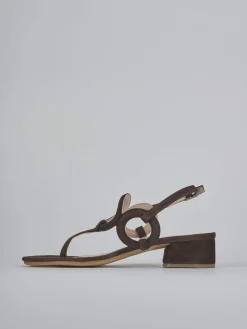 Outlet Sandali tacco 3cm camoscio testa Donna Sandali Tacco Basso