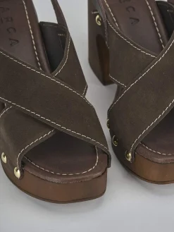 Outlet Sandali tacco 9cm camoscio testa Donna Sandali Tacco Alto