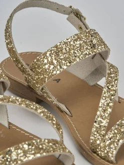 Outlet Sandali tacco 1cm glitter Donna Sandali Tacco Basso