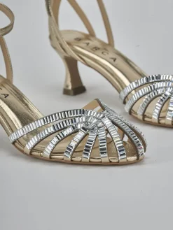 New Sandali tacco 9cm laminato Donna Sandali Tacco Alto