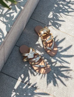 Discount Sandali tacco 1cm laminato Donna Sandali Tacco Basso