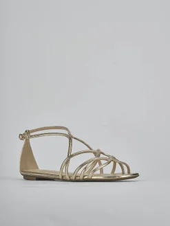 New Sandali tacco 1cm laminato Donna Sandali Tacco Basso