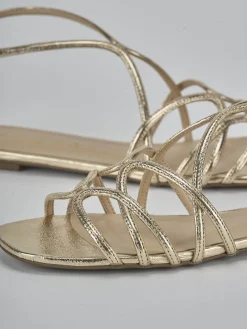 New Sandali tacco 1cm laminato Donna Sandali Tacco Basso