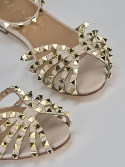 Hot Sandali tacco 1cm pelle Donna Sandali Tacco Basso