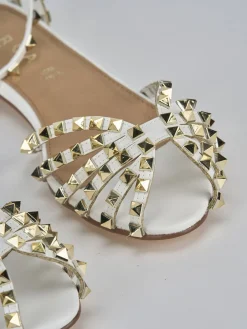 Outlet Sandali tacco 1cm pelle Donna Sandali Tacco Basso