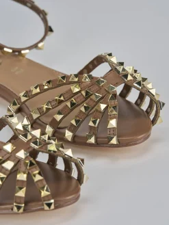 Outlet Sandali tacco 1cm pelle Donna Sandali Tacco Basso