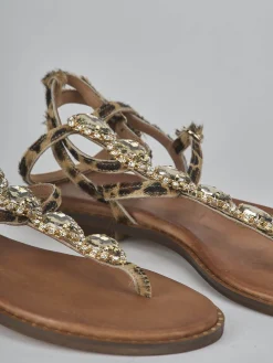 Clearance Sandali tacco 1cm pelle Donna Sandali Tacco Basso