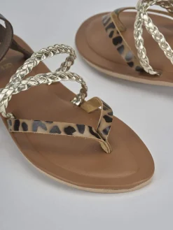 Outlet Sandali tacco 1cm pelle Donna Sandali Tacco Basso