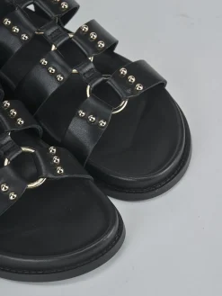 Hot Sandali tacco 1cm pelle Donna Sandali Tacco Basso