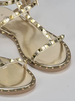 Outlet Sandali tacco 1cm pelle Donna Sandali Tacco Basso