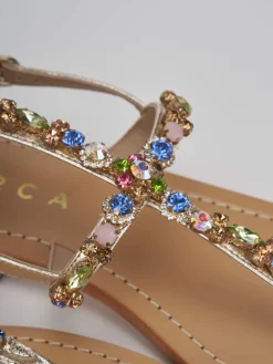 Outlet Sandali tacco 1cm pelle Donna Sandali Tacco Basso