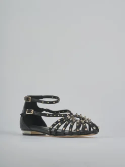 Clearance Sandali tacco 2cm pelle sostenibile Donna Sandali Tacco Basso