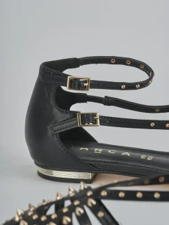 Clearance Sandali tacco 2cm pelle sostenibile Donna Sandali Tacco Basso