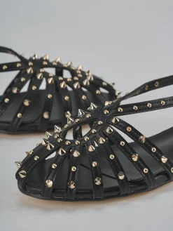 Clearance Sandali tacco 2cm pelle sostenibile Donna Sandali Tacco Basso