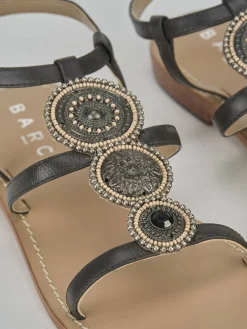 Online Sandali tacco 1cm pelle testa Donna Sandali Tacco Basso