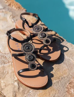 Online Sandali tacco 1cm pelle testa Donna Sandali Tacco Basso