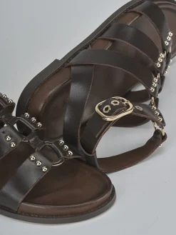 New Sandali tacco 1cm pelle testa Donna Sandali Tacco Basso