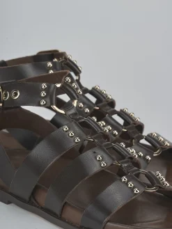 New Sandali tacco 1cm pelle testa Donna Sandali Tacco Basso