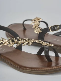 Sale Sandali tacco 1cm pelle testa Donna Sandali Tacco Basso