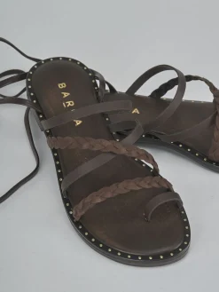 Discount Sandali tacco 1cm pelle testa Donna Sandali Tacco Basso