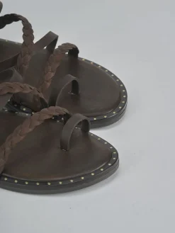 Discount Sandali tacco 1cm pelle testa Donna Sandali Tacco Basso