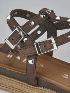 Discount Sandali tacco 1cm pelle testa Donna Sandali Tacco Basso