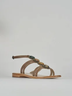 Hot Sandali tacco 1cm pelle testa Donna Sandali Tacco Basso