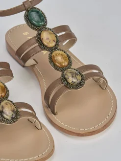 Hot Sandali tacco 1cm pelle testa Donna Sandali Tacco Basso